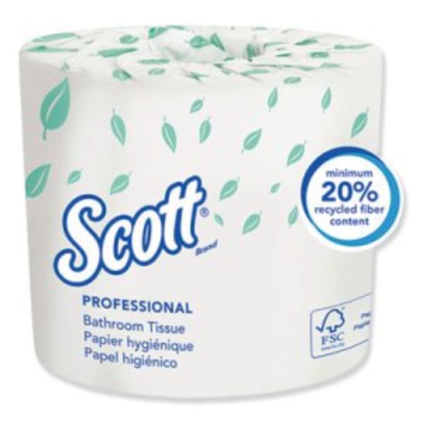 Scott Essential 2-Ply Standard Toilet Paper, White, 550 Sheets_Roll, 80 Rolls_Carton