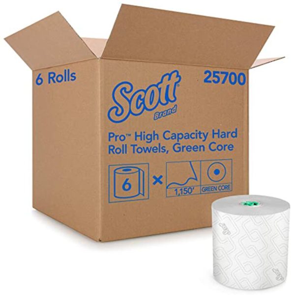 Scott White Hard Roll Paper Towels Absorbency Pockets For Dispenser (1150/Roll, 6-Rolls/Case)