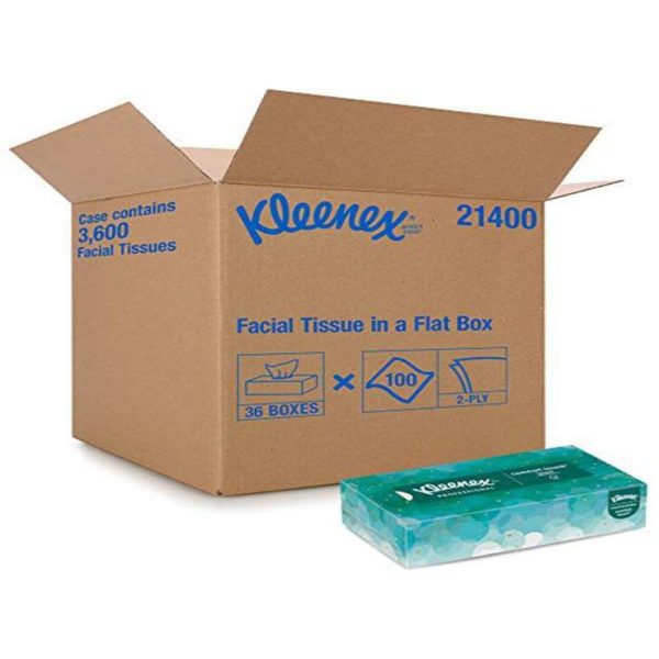 Kleenex Facial Flat Tissue Boxes (36-Boxes/Case, 100 Tissues/Box)