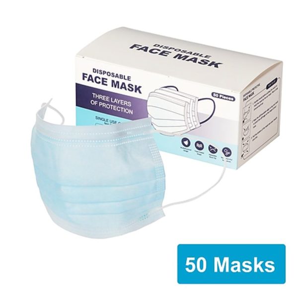 Blue Disposable Face Masks 50 Box