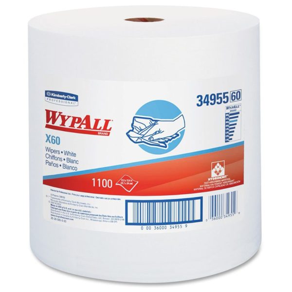 WypAll X60 White Reusable Cloths (Jumbo Roll, 1100 Sheets/Roll, 1 Roll/Case)