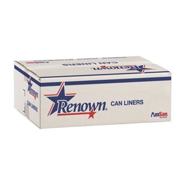 Renown 56 Gal. 1.5 mil 43 in. x 47 in. Black Can Liner (10 per Roll, 10-Roll per Case)