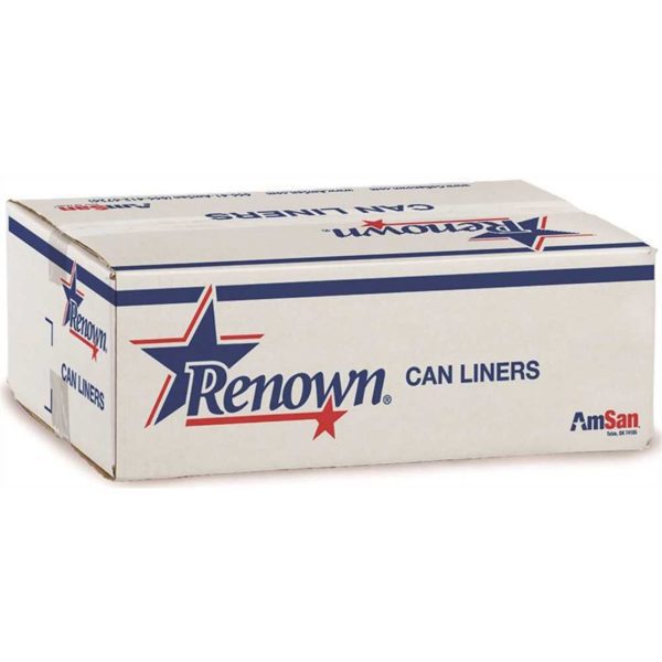 renown 45 gal. 16 mic 40 in. x 48 in. black can liner (25 per roll 10-roll per case) large