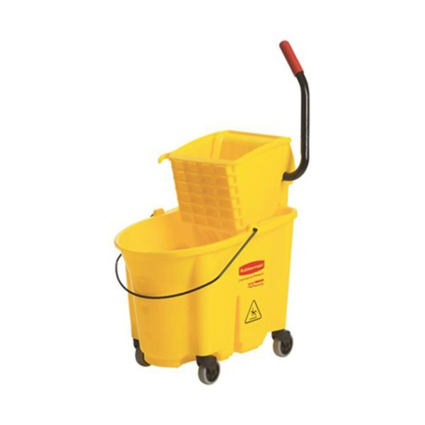 Rubbermaid Commercial Products Wave Brake 35 Qt. Yellow Side-Press Combo Mop Bucket and Wringer Syst