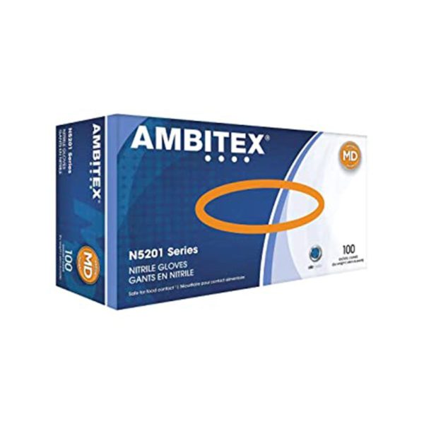 Ambitex Medium Royal Blue 3 Mil Nitrile Powder-Free Select Exam Gloves (100 per Box)