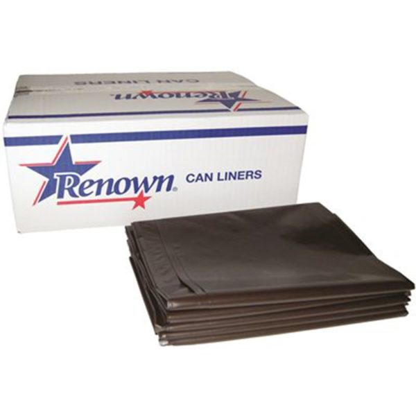 Renown Fits 60 Gal. Black 3 mil 38 in. x 58 in. Trash Can Liner (5 Per Roll, 10-Rolls Per Case)