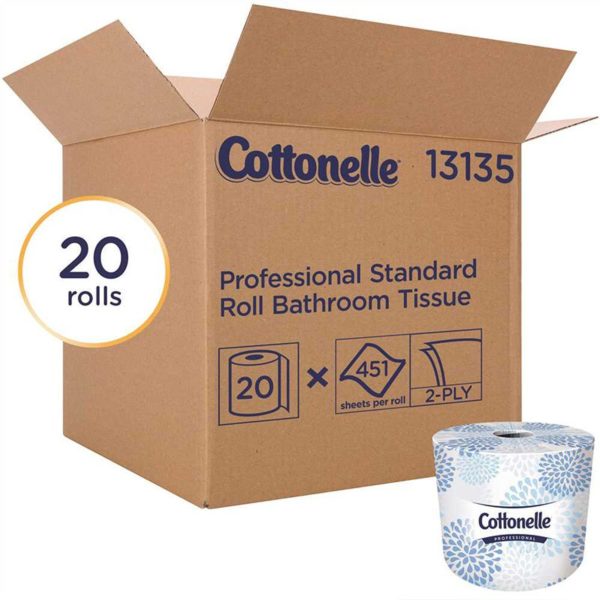 Cottonelle 2-Ply White Bulk Toilet Paper Standard Toilet Paper Rolls (20-Rolls/Case, 451-Sheets/Roll