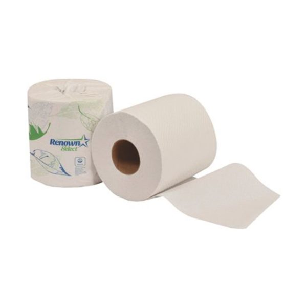 Renown Single Roll 2-Ply 4 in. x 3.75 in. Toilet Paper (500 Sheets Per Roll, 96 Rolls Per Case)