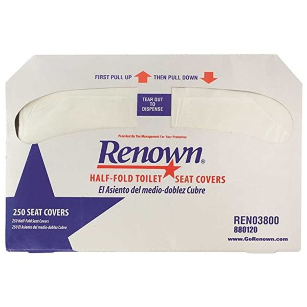 Renown Half-Fold Toilet Seat Paper Cover-Virgin (250-Pk/20Pk-Case)